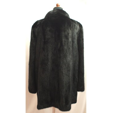 【キャッシュレス5％還元】SAGA MINK/サガミンク/レディース/ミンクコート/ブラック 毛皮 アウター ミディアム丈 サイズ15 【中古】【送料無料】