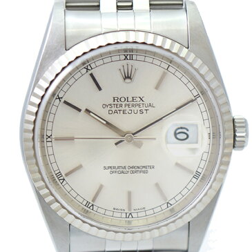 【中古】 ロレックス デイトジャスト メンズ腕時計 16234 F番 自動巻き シルバー文字盤 SS×K18WG ROLEX [送料無料]