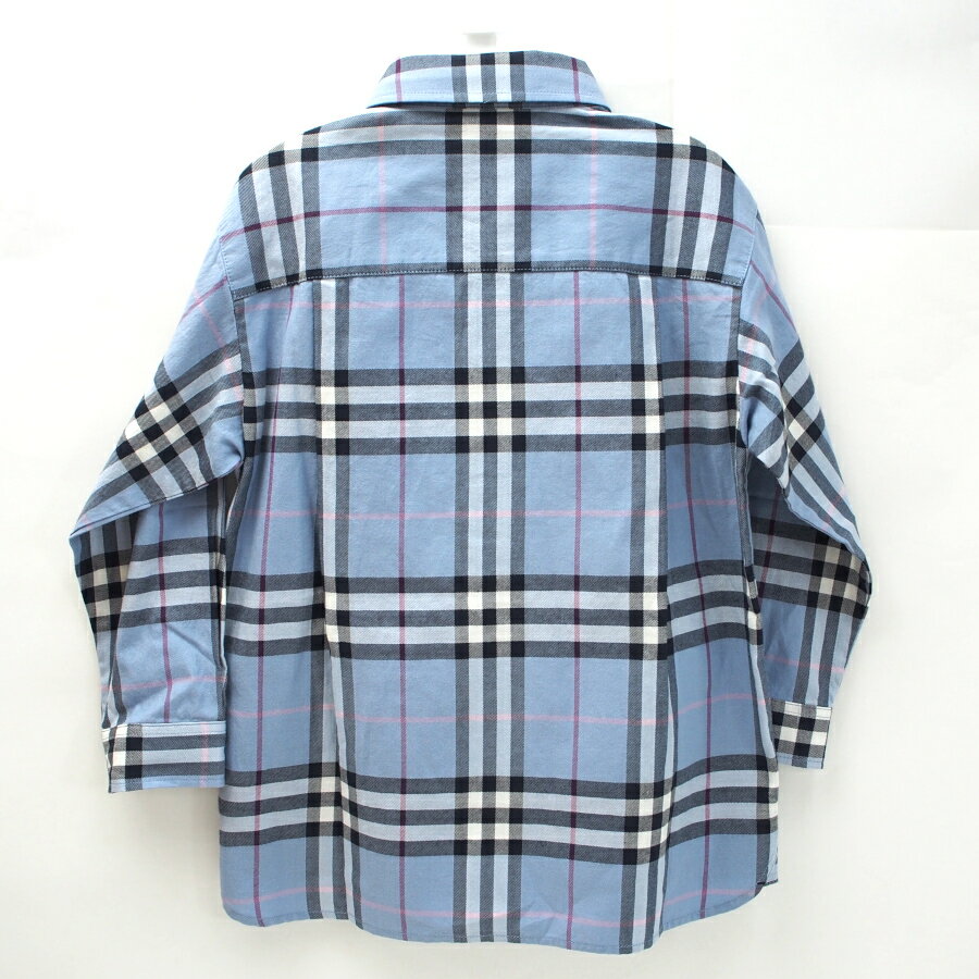 【中古】バーバリーロンドン シャツ キッズ 長袖 チェック ライトブルー コットン サイズ110A 三陽商会 BURBERRY LONDON 【美品】