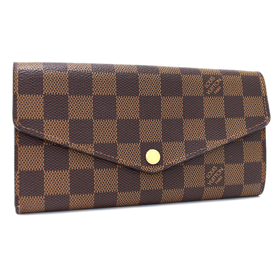 【中古】ルイヴィトン ポルトフォイユサラ 二つ折り 長財布 N63209 ダミエエベヌ キャンバス ブラウン LOUIS VUITTON Portefeuille Sarah [送料無料]