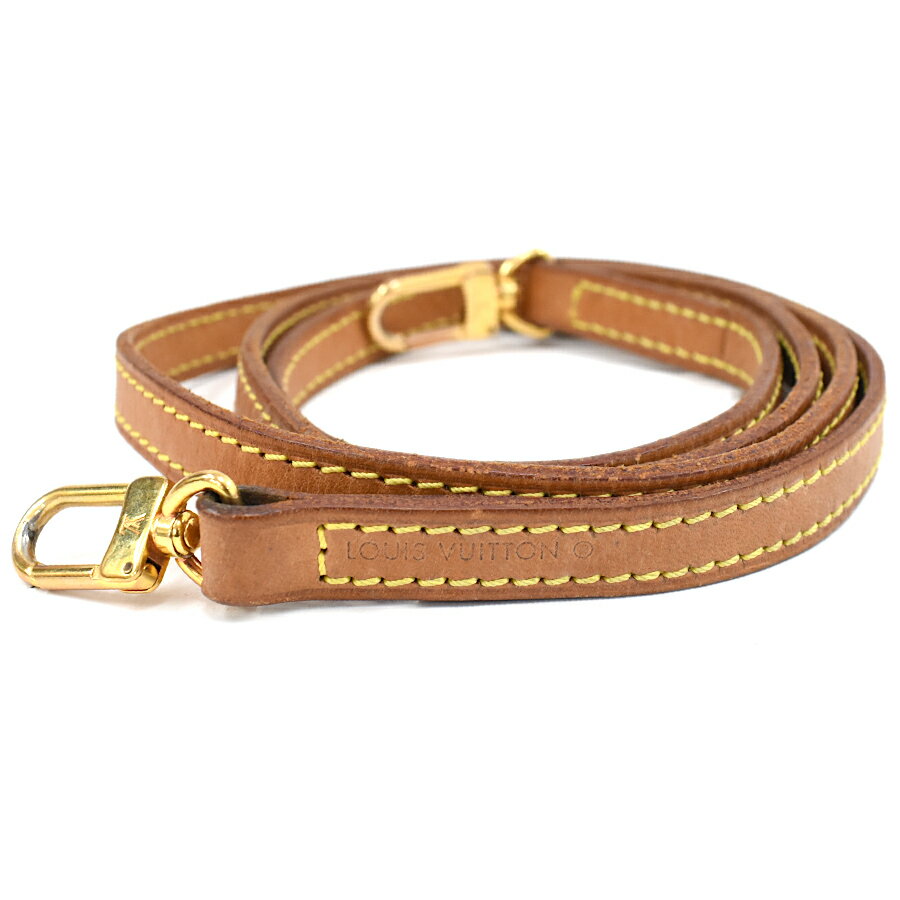 【中古】ルイヴィトン ショルダーストラップ バッグ用アクセサリー ヌメ革 レザー ベージュ ゴールド金具 LOUIS VUITTON [送料無料]
