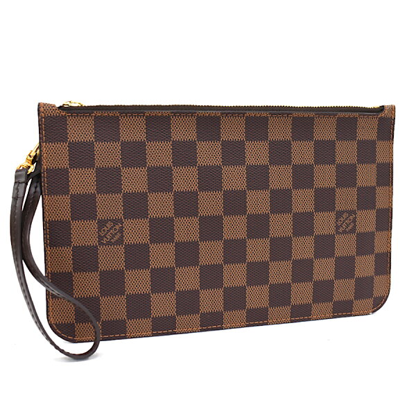 【中古】新品同様 ルイヴィトン ポーチ ネヴァーフル用 ダミエエベヌ ブラウン LOUIS VUITTON [美品][送料無料]