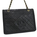 【中古】シャネル チェーンショルダーバッグ Wチェーン マトラッセ ココマーク レザー ブラック CHANEL [送料無料]