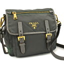 【中古】プラダ クロスボディ ショルダーバッグ BT0692 ナイロン レザー グレー カーキ メタルロゴ PRADA [送料無料]