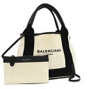 【中古】バレンシアガ ネイビー カバ XS ハンドバッグ トートバッグ 390346 キャンバス レザー ナチュラル ブラック BALENCIAGA NAVY CABAS TOTE BAG[送料無料]