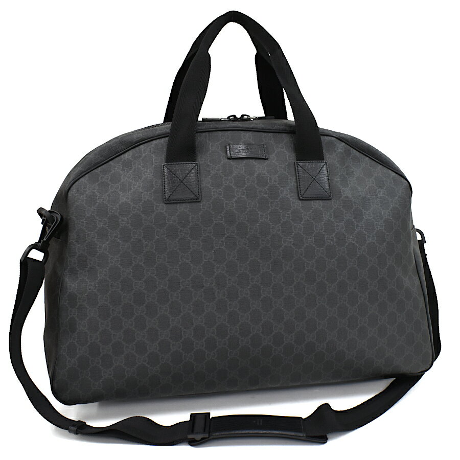 【中古】グッチ ダッフルバッグ 2way トラベル ボストンバッグ 162800 GGスプリーム ダークグレー ブラック GUCCI 送料無料