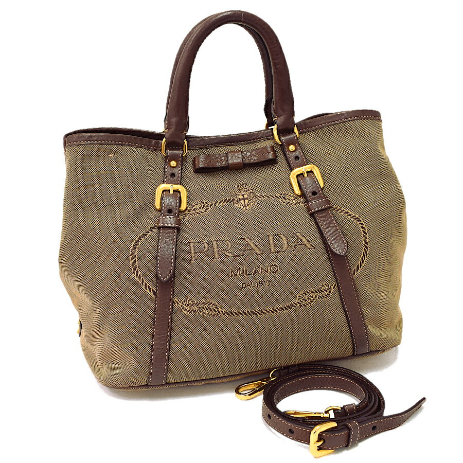 プラダ BAULETTO APERTO TU 2wayハンドバッグ ショルダーバッグ BN1841 ロゴ ジャガード CORDA BRUCIATO ゴールド金具 トライアングルロゴ PRADA 