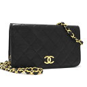 【中古】シャネル チェーンショルダーバッグ ミニマトラッセ ココマーク レザー ブラック CHANEL 送料無料