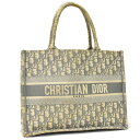 【中古】クリスチャンディオール ブックトート ミディアム ハンドバッグ オブリーク エンブロイダリー グレー Christian Dior [送料無料]