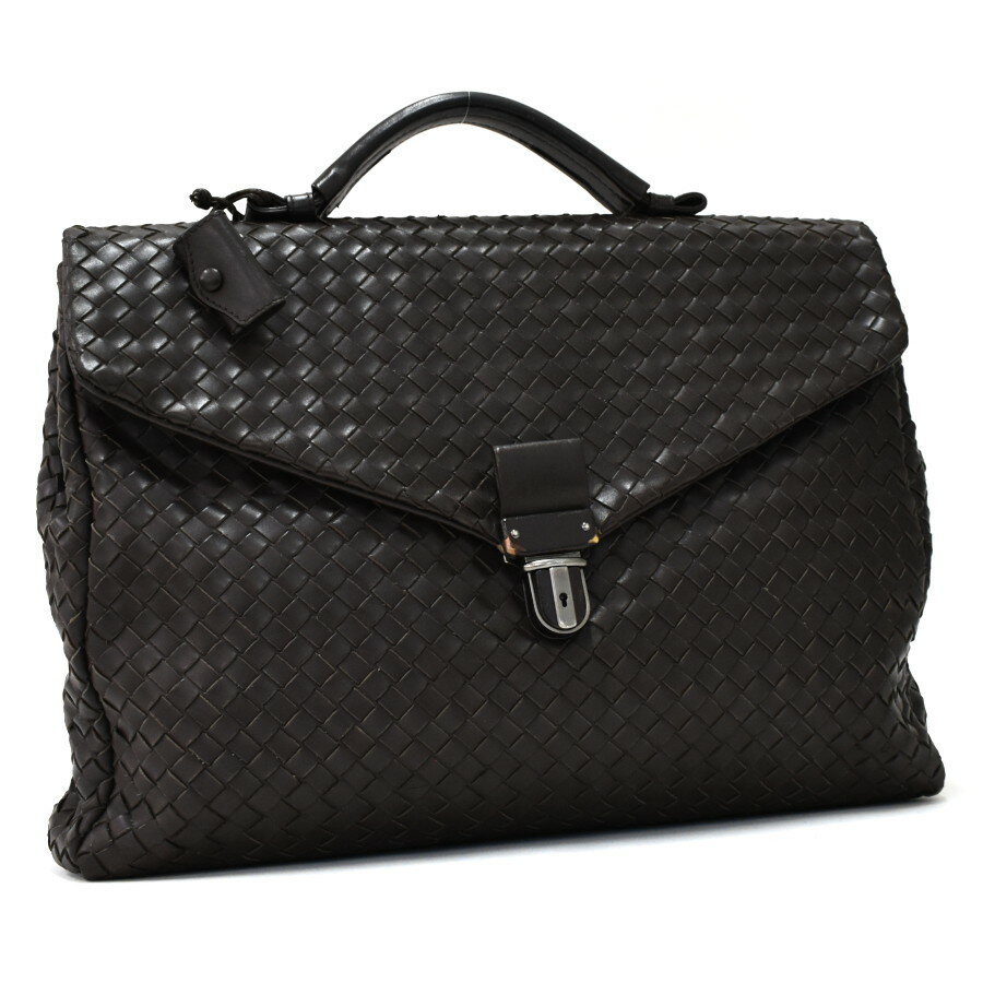 【中古】ボッテガヴェネタ ビジネスバッグ ブリーフケース 113095 イントレチャート レザー ブラウン BOTTEGA VENETA [送料無料]