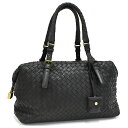 【中古】ボッテガヴェネタ ハンドバッグ ミニボストンバッグ 173398 イントレチャート レザー ブラック BOTTEGA VENETA 送料無料