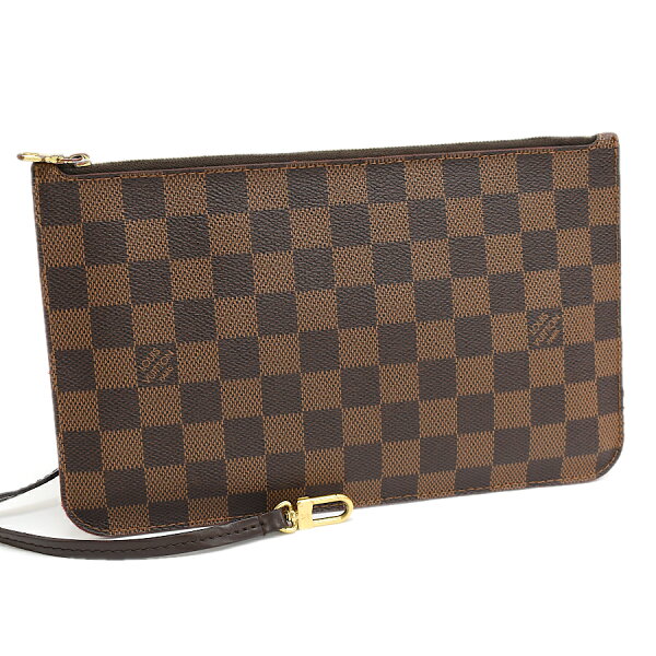 【中古】ルイヴィトン ポーチ ネヴァーフル用 ダミエ・エベヌ キャンバス ブラウン LOUIS VUITTON [送料無料]