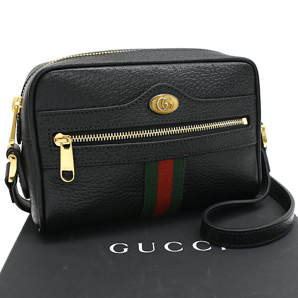 【中古】未使用品 グッチ クロスボディ ショルダーバッグ 719885 ダブルG シェリーライン レザー ブラック GUCCI [美品][送料無料]