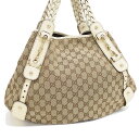 【中古】グッチ ホースビット トートバッグ ショルダーバッグ 137621 GGキャンバス レザー ベージュ アイボリー ホワイト GUCCI [送料無料]