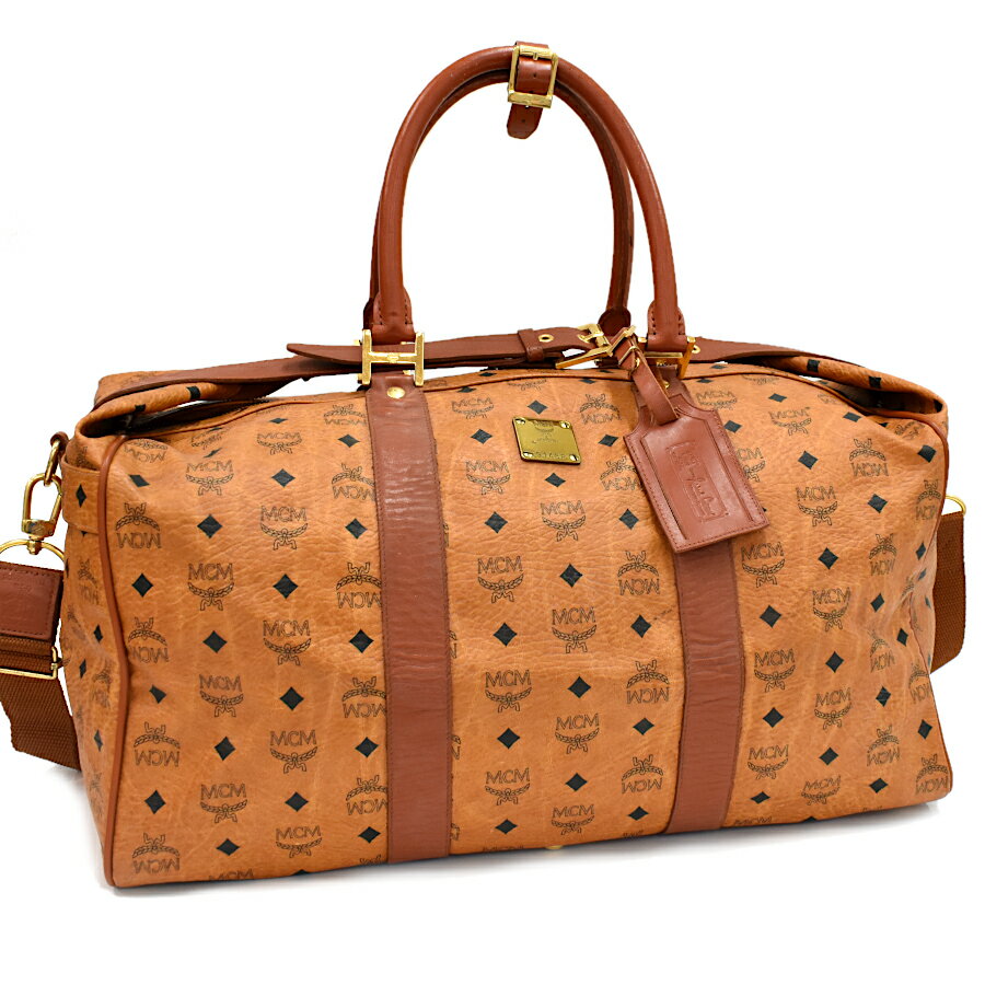 【中古】MCM ウィークエンダーバッグ トラベル ボストンバッグ ヴィセトス コーテッドキャンバス レザー コニャック エムシーエム [送料無料]