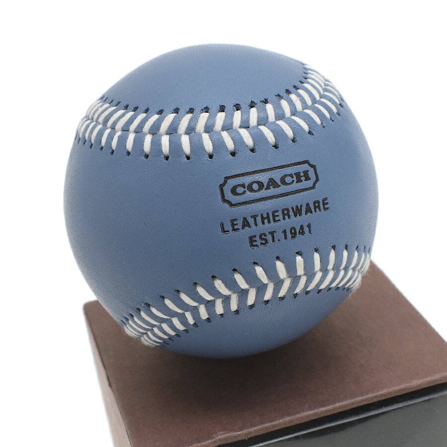 【中古】未使用品 コーチ Leatherware Baseball 野球ボール レザー ブルー COACH [美品]