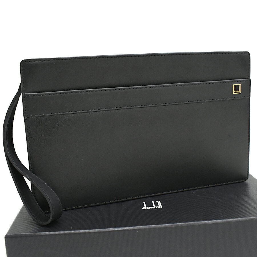 【中古】新品同様 ダンヒル クラッチ セカンドバッグ リストレット LG9280 オックスフォード レザー ブラック dunhill [美品]