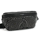 【中古】サンローラン パリ ベルトバッグ ボディバッグ 557831 ペイズリー スタッズ レザー ブラック SAINT LAURENT PARIS [送料無料...