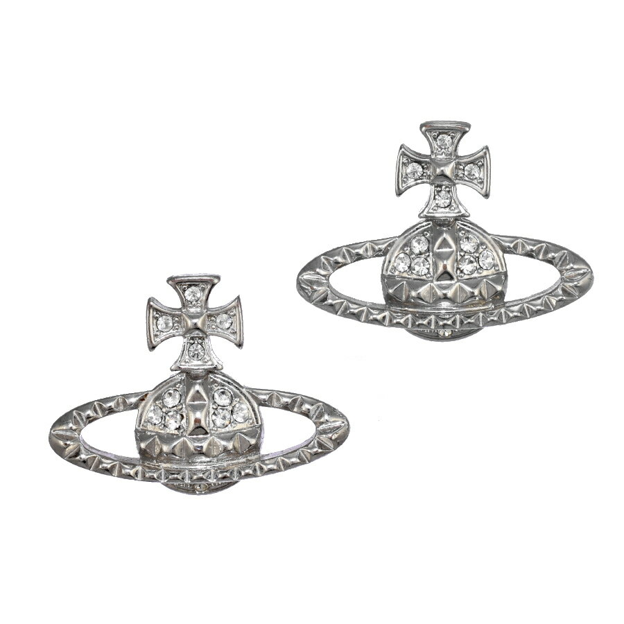 【中古】ヴィヴィアンウエストウッド MAYFAIR BAS RELIEF ピアス メイフェア オーブ スタッズ ラインストーン シルバーカラー Vivienne Westwood [送料無料]