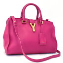 【中古】サンローラン プチカバス Yライン 2way ハンドバッグ ショルダー 311210 レザー ピンク ゴールド金具 SAINT LAURENT PARI...