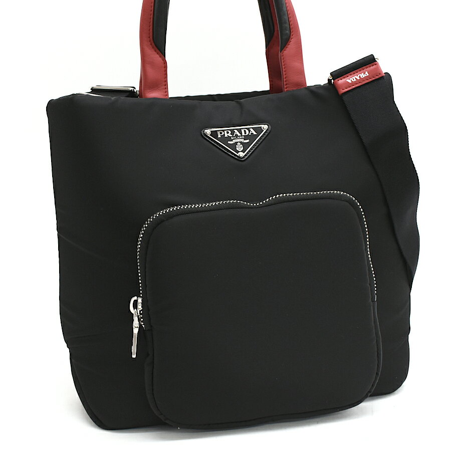 PRADA/プラダ】ナイロン 三角プレート ショルダーバッグ レッド