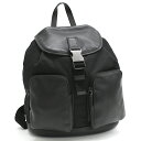 【中古】プラダ バックパック リュックサック VZ0053 TESSUTO SOFT CALF テスートナイロン レザー ネロ ブラック トライアングルロゴプレ...