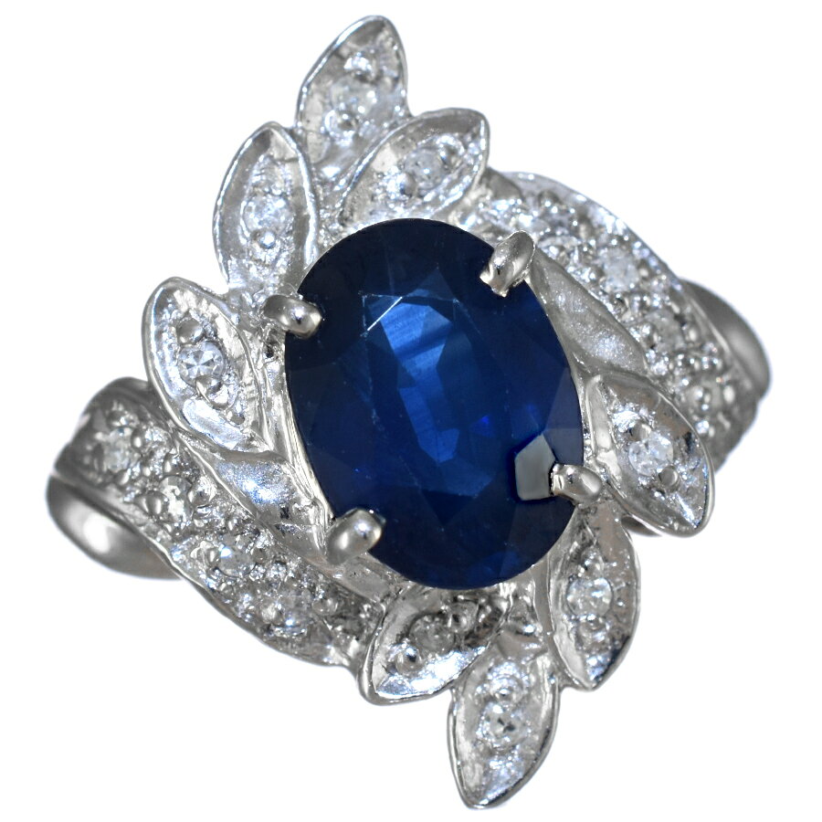 【中古】リング 指輪 プラチナ900 サファイア 1.50ct ダイヤモンド 0.10ct 5.5号 [美品][送料無料]