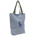 【中古】新品同様 ポロラルフローレン トートバッグ グレー系 肩掛け ポーチ付き POLO RALPH LAUREN