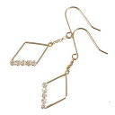 【新品】デザインピアス K10PG ピンクゴールド ダイヤ型 キュービックジルコニア フック 両耳用 レディース ジュエリー