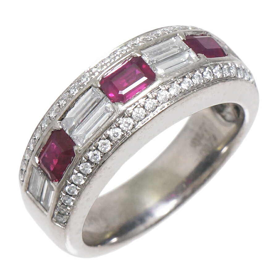 【中古】リング K18ホワイトゴールド ルビー 0.77ct ダイヤモンド 0.74ct 12号 9.3g レディース ジュエリー [送料無料]