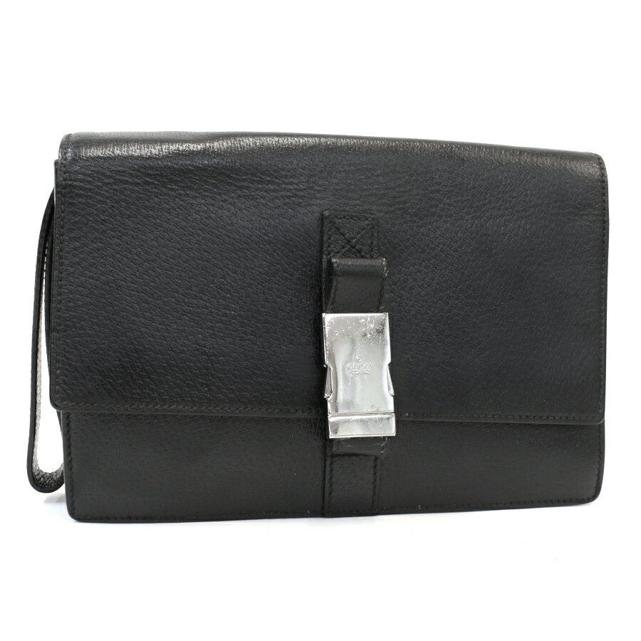 【中古】グッチ セカンドバッグ クラッチバッグ 131213 レザー ブラック シルバー金具 GUCCI[送料無料]