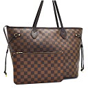 【中古】ルイヴィトン トートバッグ ネヴァーフルMM N41358 ダミエ エベヌ ブラウン LOUIS VUITTON Neverfull MM 送料無料