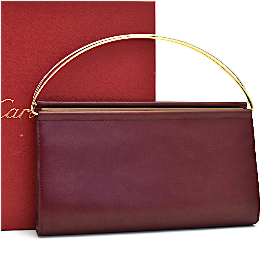 【中古】新品同様 カルティエ 長財布 トリニティ L3000507 レザー レディース ボルドー Cartier [美品][送料無料]