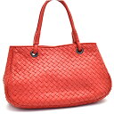 【中古】ボッテガヴェネタ ハンドバッグ イントレチャート 148323 レザー レディース レッド BOTTEGA VENETA [美品][送料無料]