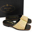 【中古】プラダ フラット サンダル レディース レザー チェック ヴィンテージ サイズ35 1185 PRADA [送料無料][美品]