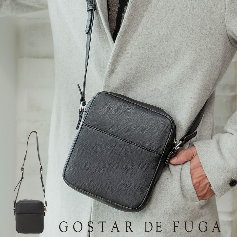 最高の Gostar De Fuga ゴスタールジフーガ Puレザーショルダーバッグ Black メンズ 代 30代 40代 ファッション 小物 雑貨 合成皮革 鞄 カバン 黒 ギフト ラッピング プレゼント かばん ショルダーバッグ サコッシュバッグ ビジネス フォーマル カジュアル スーツ