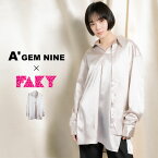 "【A'GEM/9×FAKY】フェイクレイヤードシャツ/Beige"レディース ユニセックス 10代 20代 韓国ファッション 韓国系 服 ストリート系 トップス ビッグシルエット ビッグシャツ モード系