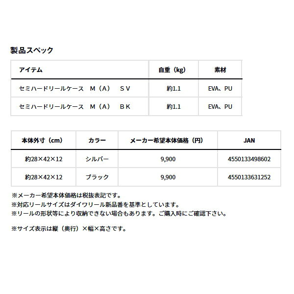 ≪'25年9月新商品！≫ ダイワ セミハードリールケース M(A) ブラック