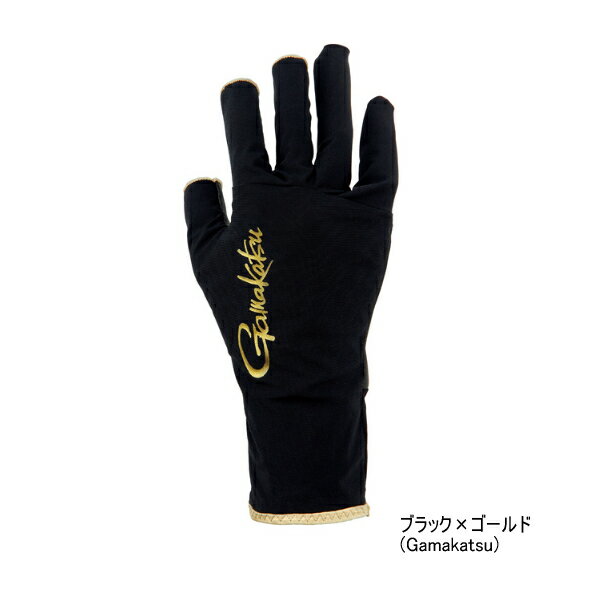 ≪'25年5月新商品！≫ がまかつ UVカットグローブ GM-7304 ブラック×ゴールド(がまかつ) Mサイズ