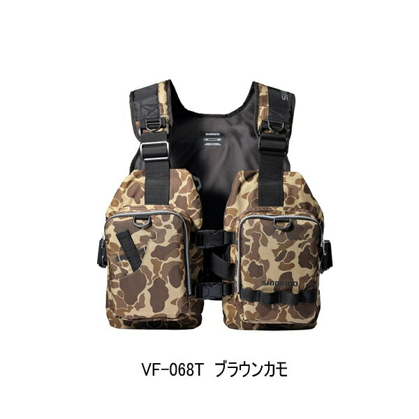 Vests - （24年9月新商品） シマノ ゲームベストライト VF-068T ブラウンカモ フリーサイズ 　120