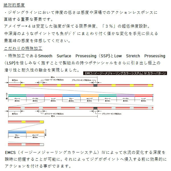 釣具総合卸売販売 フーガショップ2のサンライン ソルティメイト アメイザー ×4 200m 2号 グリーン＆パープル＆レッド＆ブルー＆オレンジ （小型商品）｜アングル3