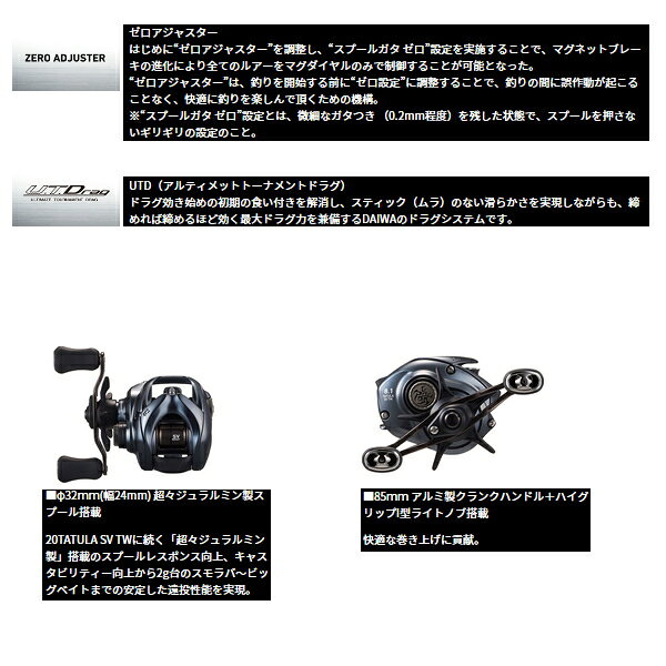 釣具総合卸売販売 フーガショップ2の≪'24年12月新商品！≫ ダイワ タトゥーラ SV TW 100H(右) 【小型商品】｜アングル3