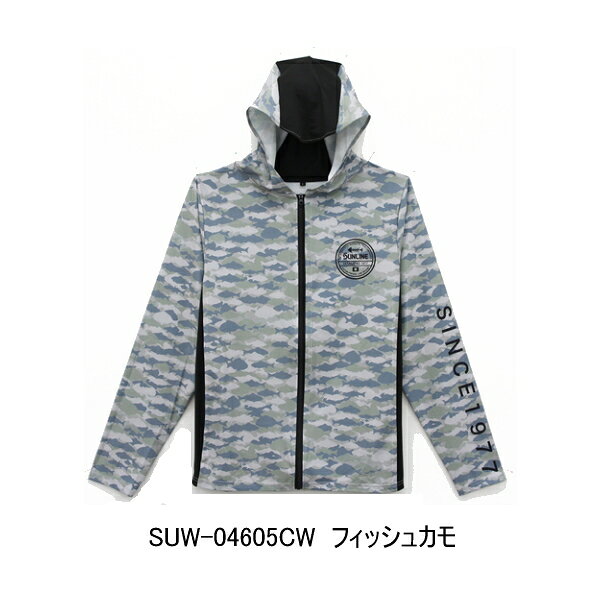 （26年4月新商品） サンライン BUG OFF クイックドライフルジップパーカー SUW-04605CW フィッシュカモ Mサイズ