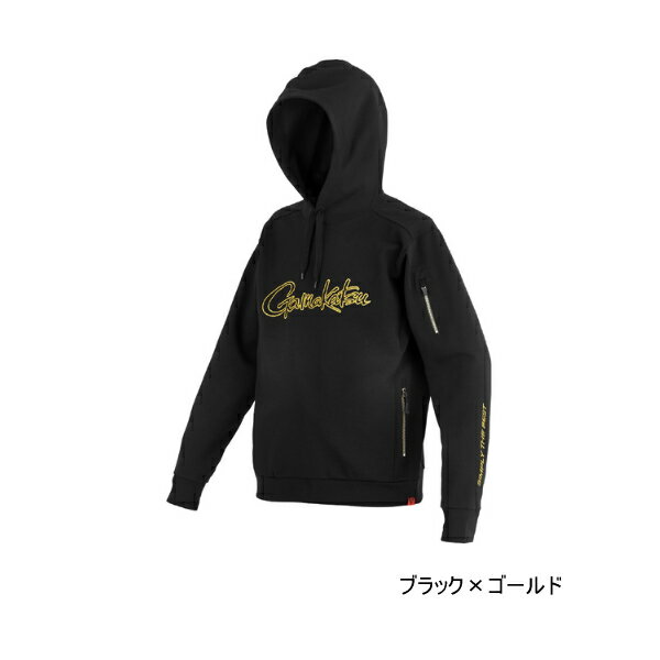 ≪'24年9月新商品！≫ がまかつ フーデッドスウェットシャツ GM-3755 ブラック×ゴールド Mサイズ