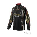 ≪'25年4月新商品!≫ がまかつ 2WAY プリントジップシャツ(長袖) GM-3734 ブラック×レッド Mサイズ(4)