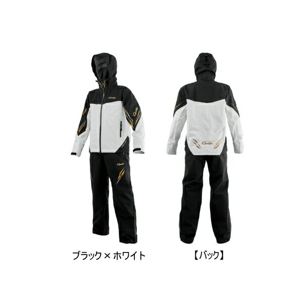 楽天釣具総合卸売販売 フーガショップ2≪'25年6月新商品！≫ がまかつ アルテマシールドプロ レインスーツ GM-3785 ブラック×ホワイト Lサイズ