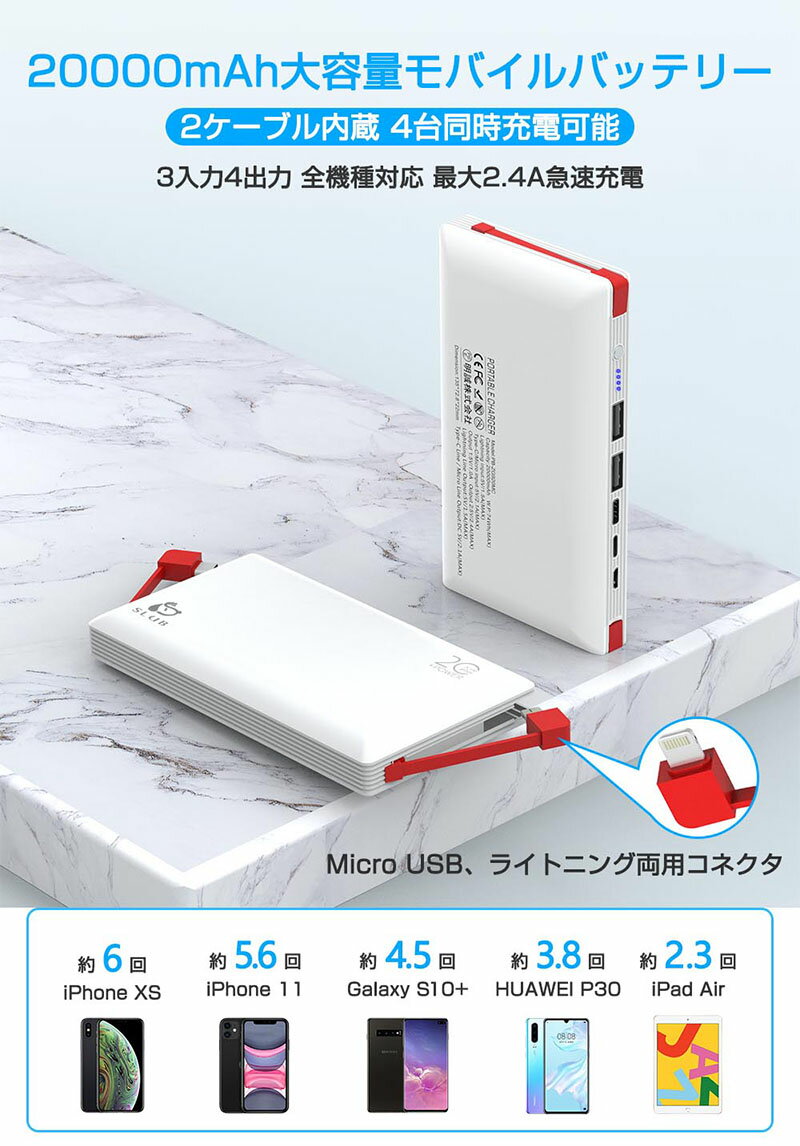 モバイルバッテリー 20000mAh 大容量 ...の紹介画像2