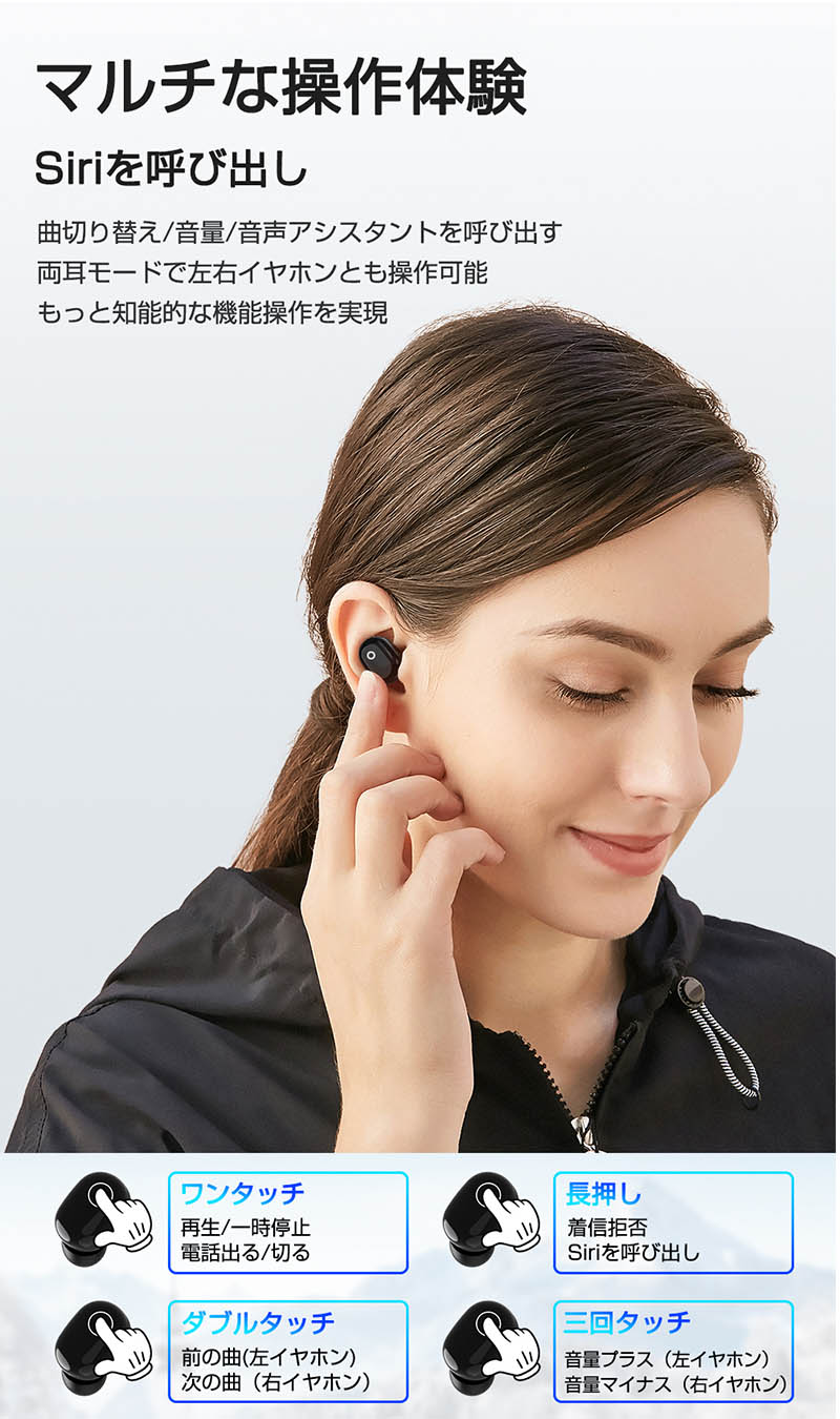 ワイヤレスヘッドセット Bluetooth5.0 イヤホン Hi-Fi高音質 自動ペアリング LEDディスプレイ電量表示 300mAh充電ケース付き 超長時間駆動 両耳 左右分離型 ノイズキャンセリング フィット感抜群 PSE認証済 iPhone iPad Android 対応 送料無料