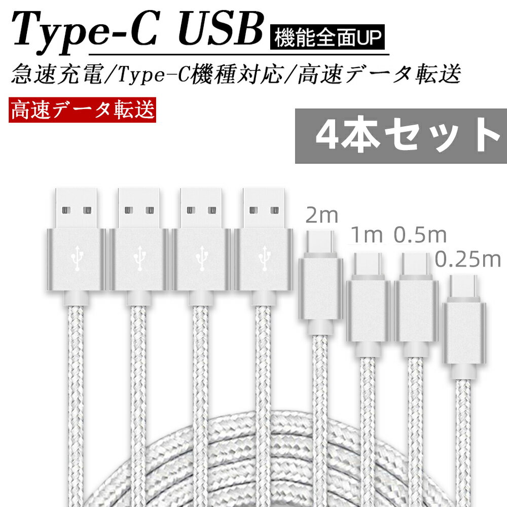 USB Type-Cケーブル 4本セット 長さ0.25m 0