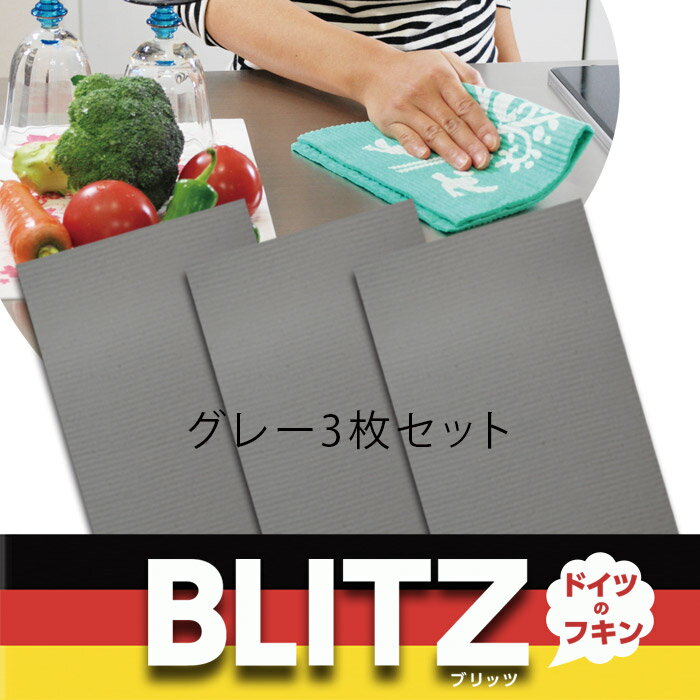 「グレー3枚SET1,000円ポッキリ！ドイツのフキンブリッツBLITZ